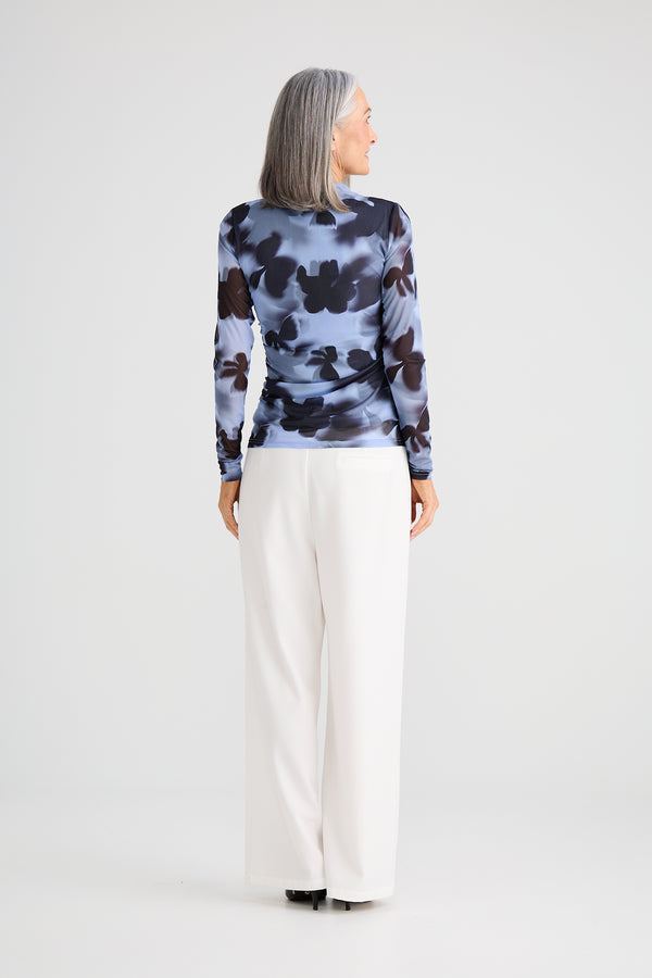 Salem Top Blue Abstract Floral