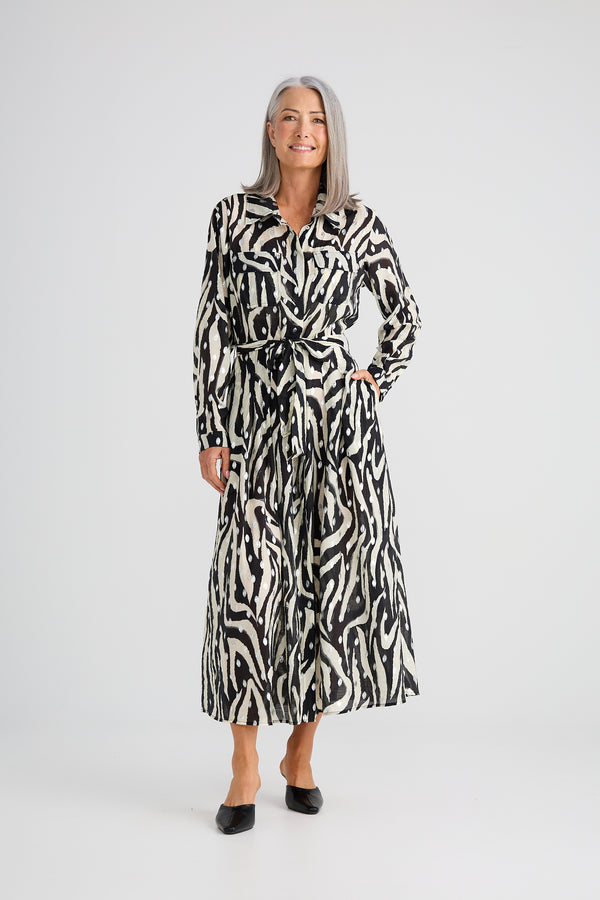 Rossellini Long Sleeve Dress Zebra Print