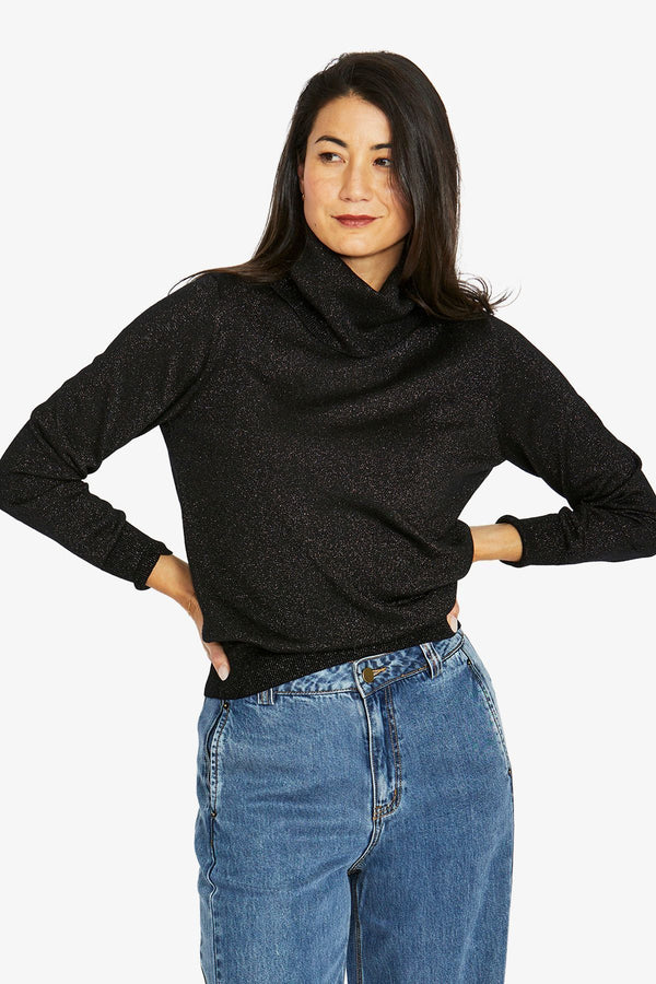 Metallic Cowl Pullover